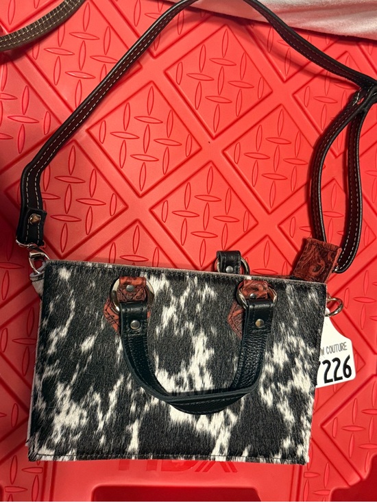 Holy Cow Couture Handbags - Holy Cow Couture Itty Bitty Tote Black and White hide